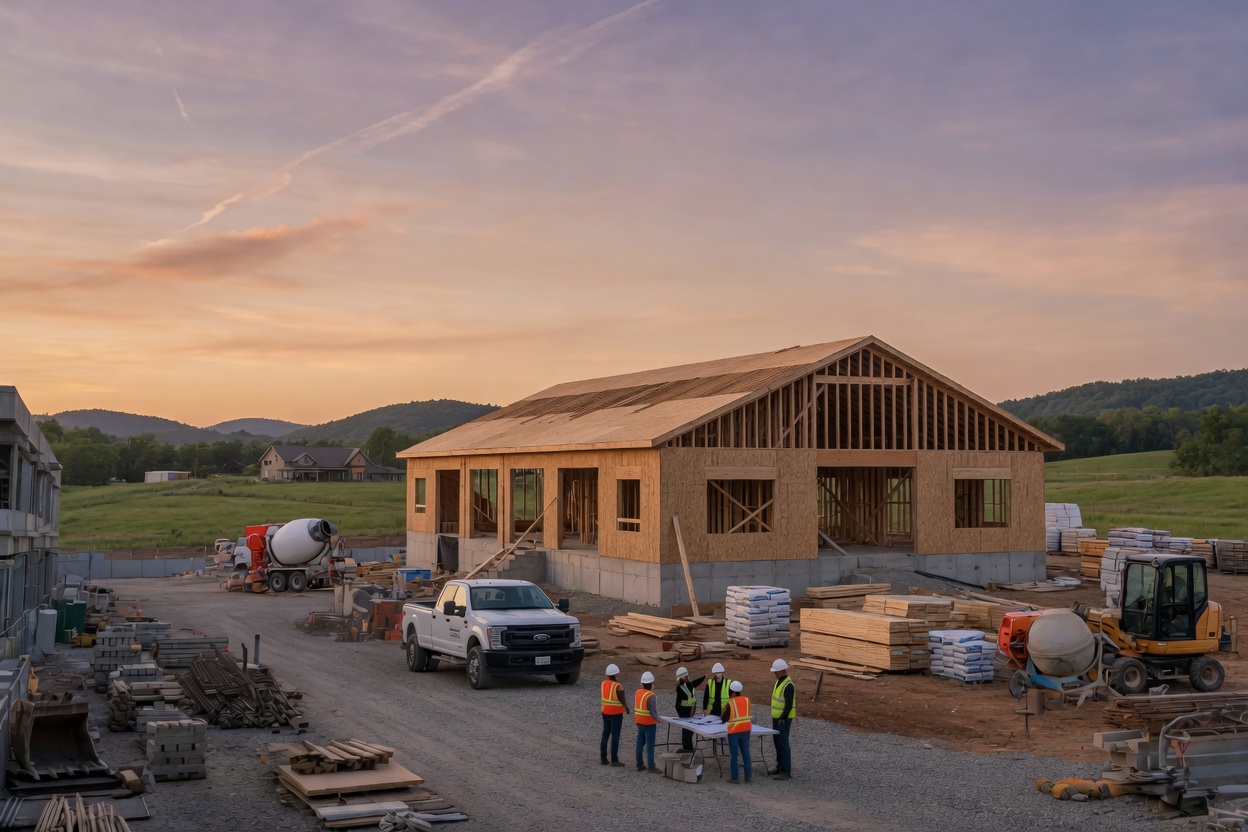 Construction leadership reviewing plans